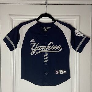 Adidas Jeter New York Yankees Youth Kids Medium Boy Girl Navy Blue White Jersey